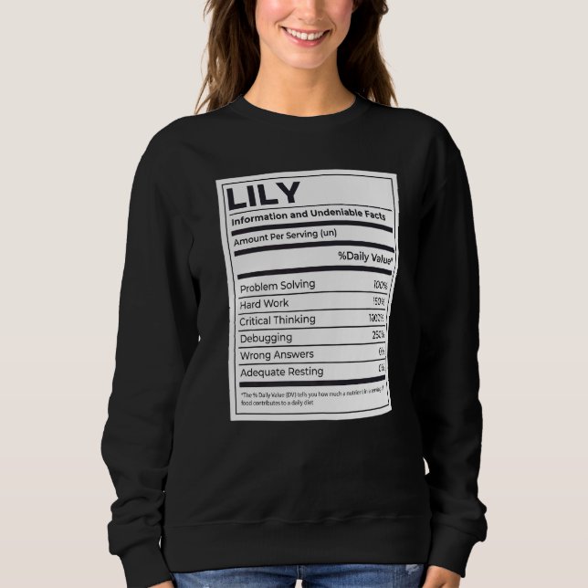 Moletom Lily Nutrition Information Problem Solving Duro Wo (Frente)