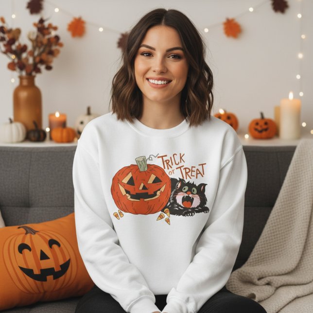Moletom Linda e Trendy Vintage Retro Halloween (Cute and Trendy Vintage Retro Halloween Sweatshirt)