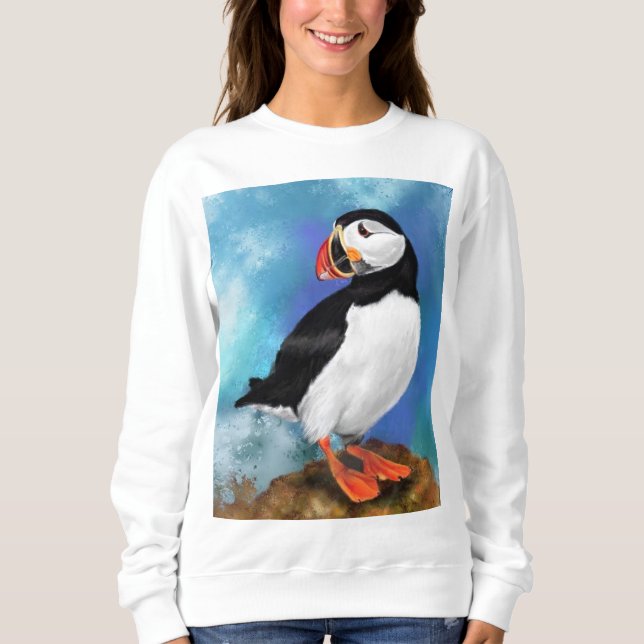 Moletom Linda pintura de pássaros de Puffin Atlântico Migr (Frente)
