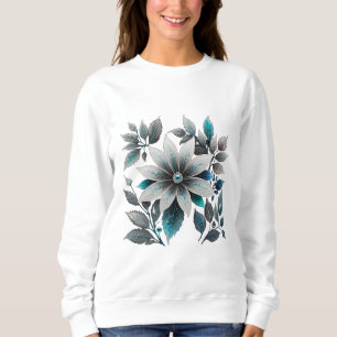 Moletom lindas flores e folhas de gelo