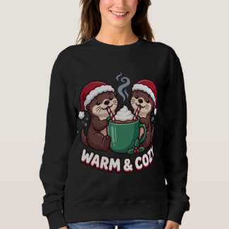 Moletom Lindas Lontras de Natal Correspondência Quente & A