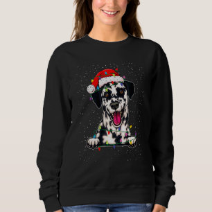 Moletom Lindo Chapéu de Papai Noel Dalmatian Luzes de Nata