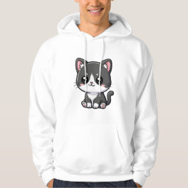 Moletom Lindo gatinho chibi preto e branco