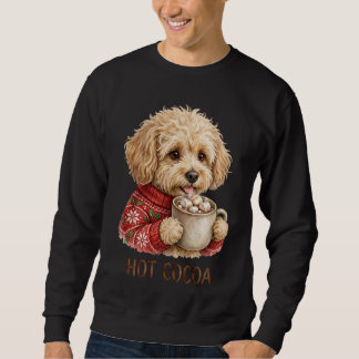 Moletom Lindo Goldendoodle Bebendo Cacau Quente Natal Suét