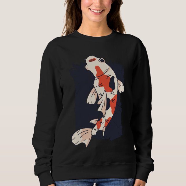 Moletom Lindo Peixe Koi com Cores Vermelho Branco Preto (Frente)
