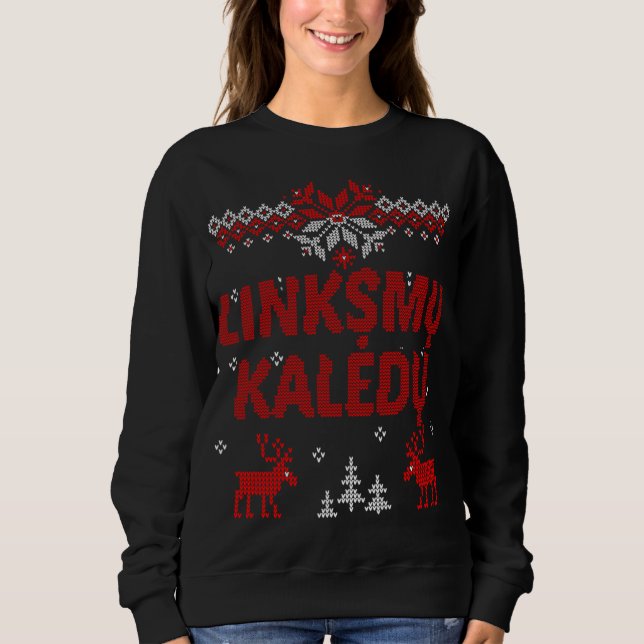 Moletom Linksmu Kaledu Lituano - Presente de Natal Feliz (Frente)