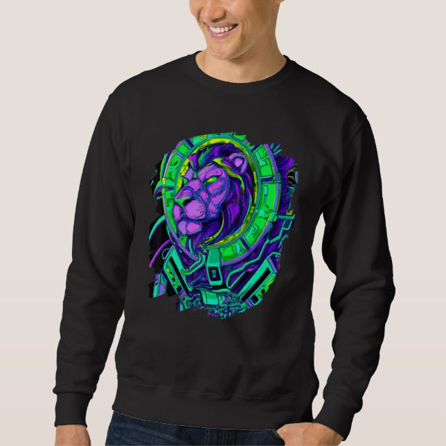 Moletom Lion Cyborg Robot Lion Cool Alien Outer Space Arti (Frente)