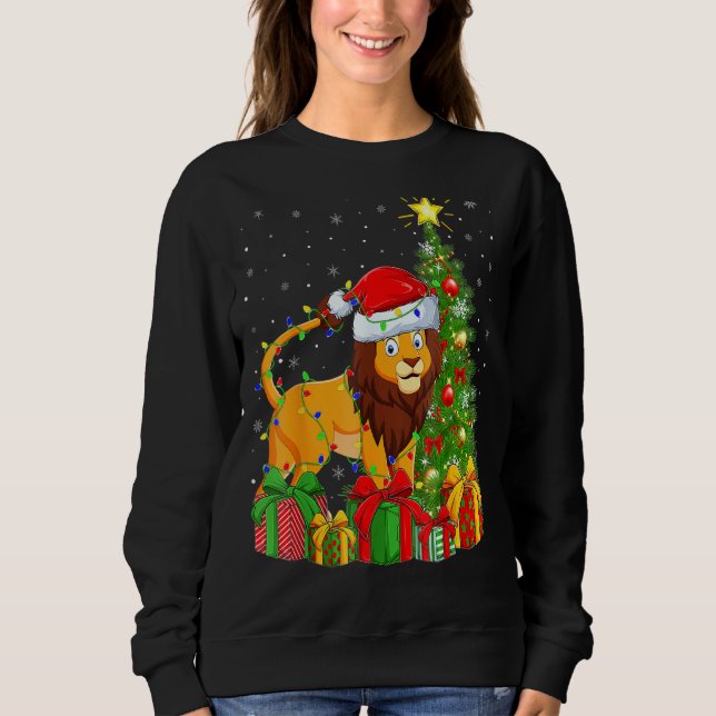 Moletom Lion Lighting Xmas Tree Santa Hon Natal (Frente)