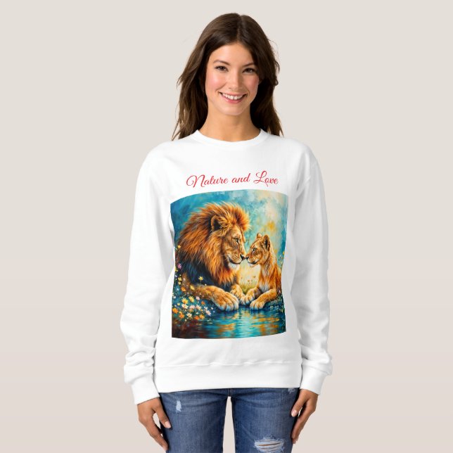 Moletom Lion Lioness, gatos selvagens natureza amam vida s (Frente Completa)