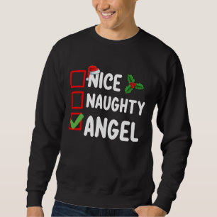 Moletom Lista de Natal de Anjo Bonito Travesso Feriado Fam