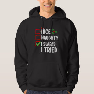 Moletom Lista de Natal Nice Naughty Eu Juro Que Tentei
