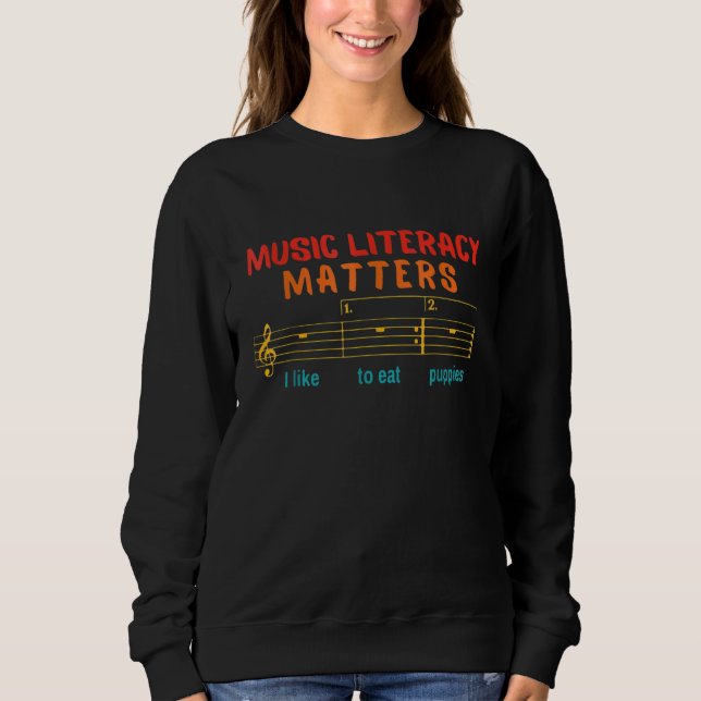 Moletom Literacia Musical Eu Gosto De Comer Cachorros 69 (Frente)