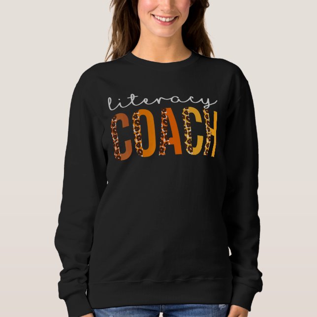 Moletom Literacy Coach leopard Squad Cute Fall Autumn Than (Frente)