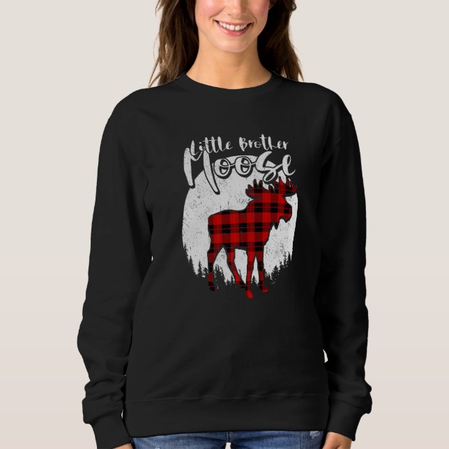 Moletom Little Brother Moose Red Plaid Buffalo Matching Fa (Frente)