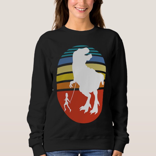 Moletom Little Dirl walking her Tyrannosaurus Rex (Frente)