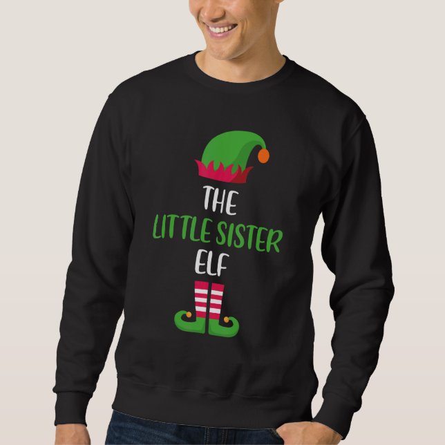 Moletom Little Sister Elf Family Matching Group Christmas  (Frente)
