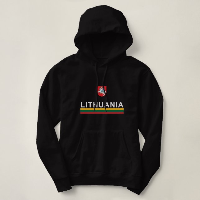 Moletom Lituânia Sports Hoodie - Bandeira da Lituânia e Em (Frente do Design)