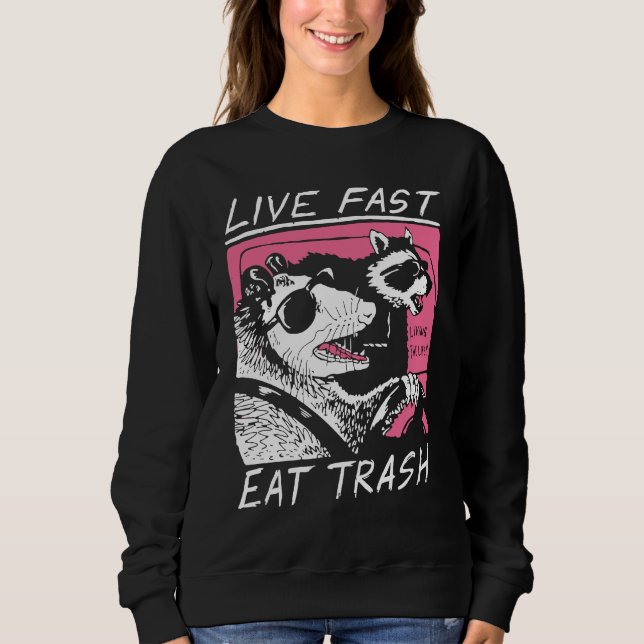 Moletom Live Fast Eat Trash   Opossum Street Cats Cool Pos (Frente)