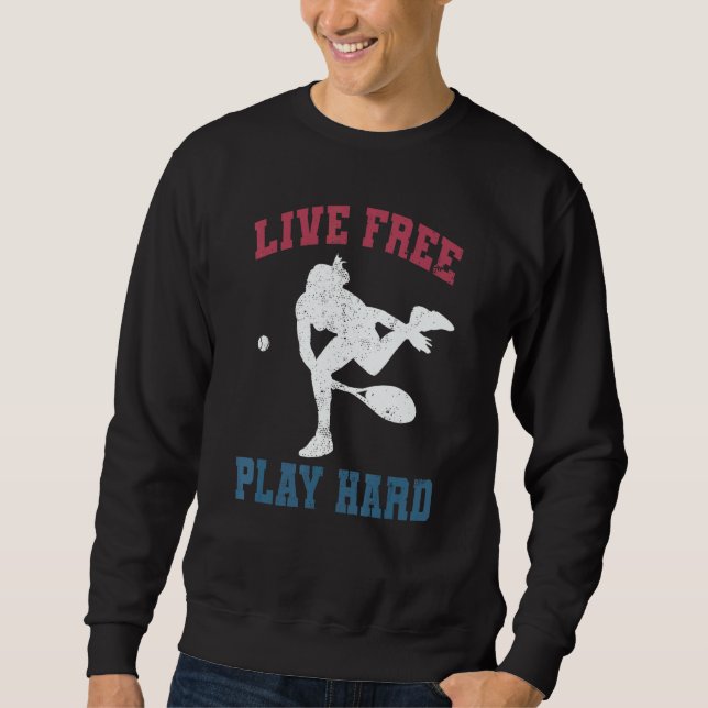 Moletom LIVE FREE PLAY HARD Female Tennis Player  Quote Gr (Frente)