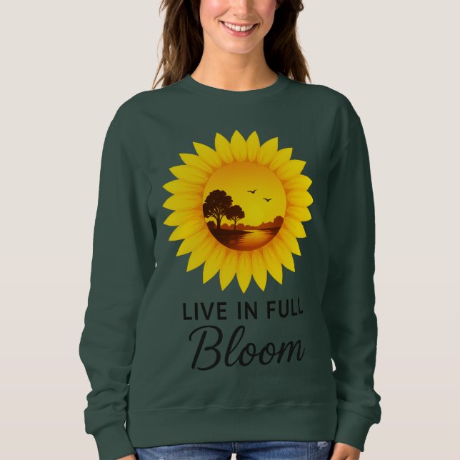 Moletom Live in Cheio Bloom Sunflower Sunset Inspiration (Frente)