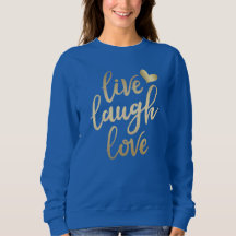 Live Laugh Love Faux Letra Dourada Deep Royal