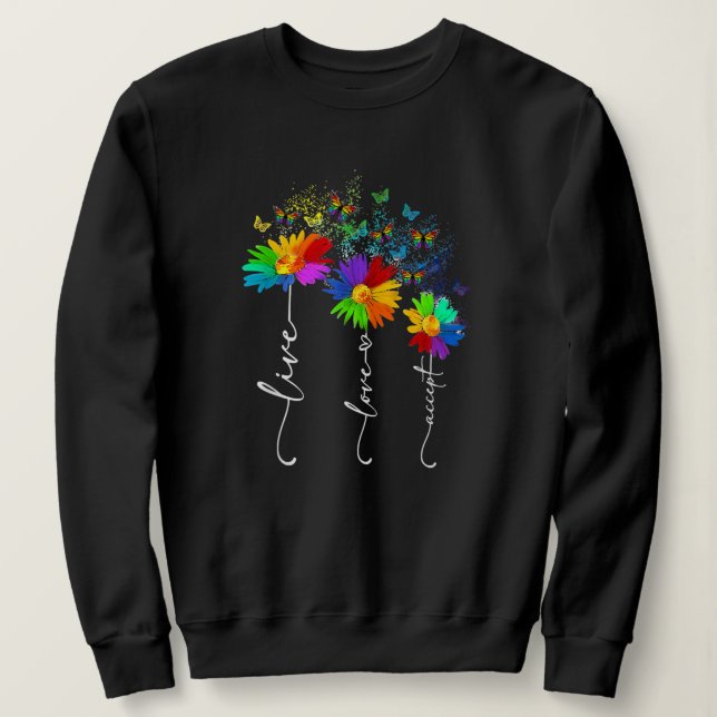 Moletom Live Love Accept Flower Butterfly Autism (Frente do Design)