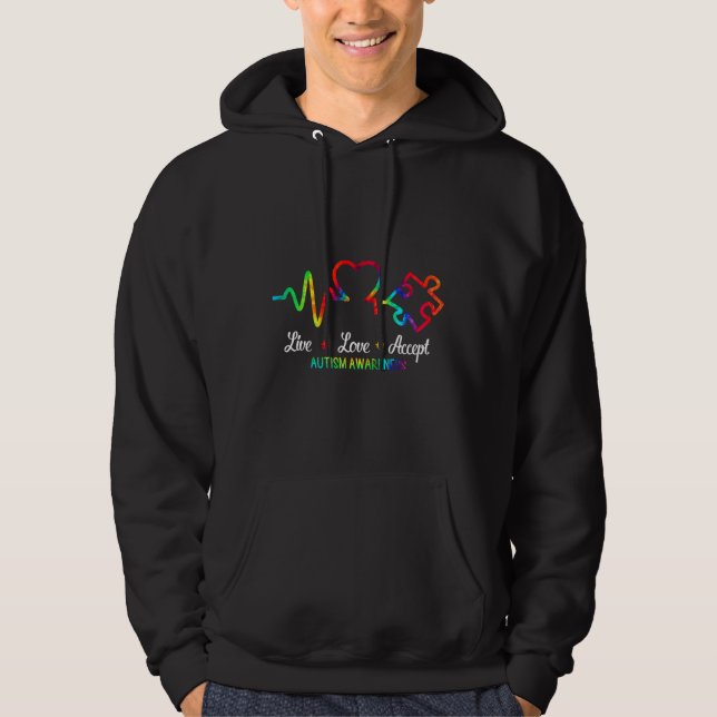 Moletom Live Love Aceite Autismo Consciência Mês Quebra-ca (Frente)
