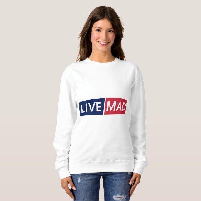 Moletom LIVE MAD – Bold Minimal Modern Typography Design (Frente Completa)