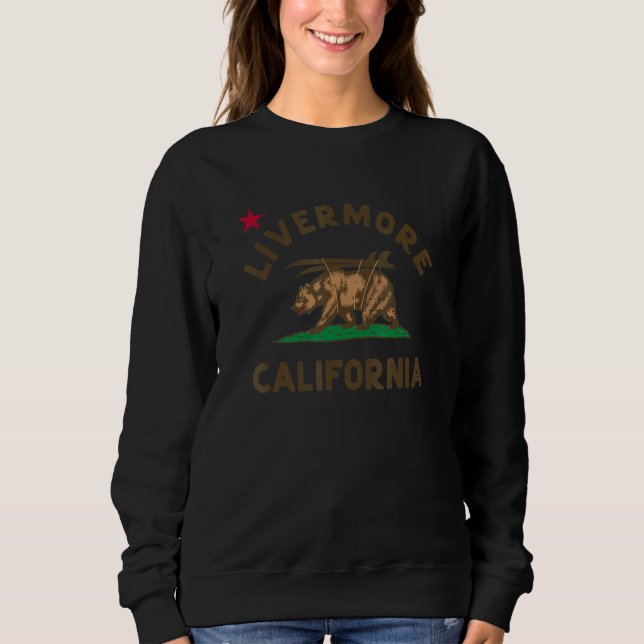 Moletom Livermore California Flag Bear Surf Ca Vinta (Frente)