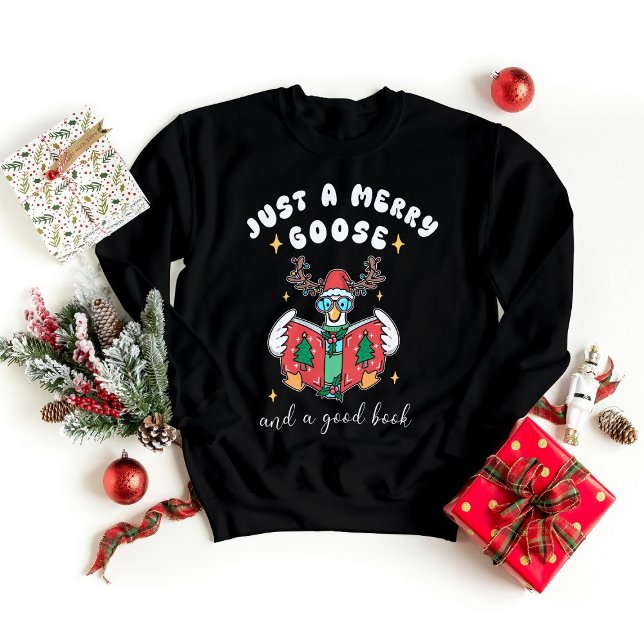 Moletom Livrário de Natal Só um Ganso Alegre  (Criador carregado)