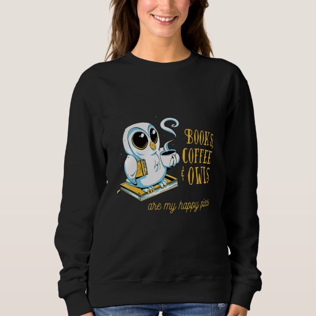 Moletom livros café corujas ler (Frente)