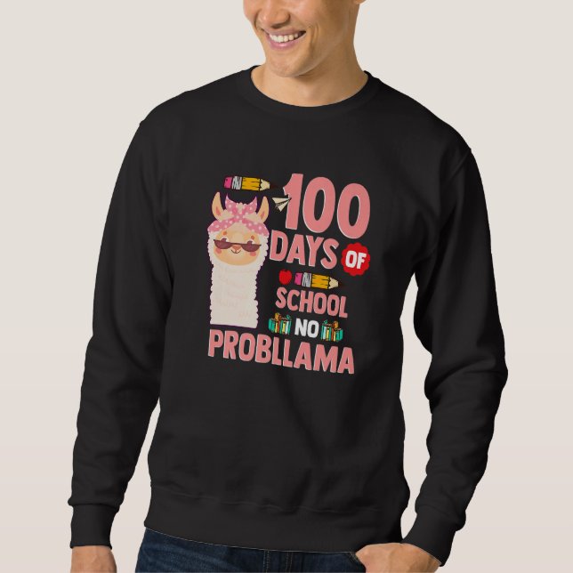 Moletom Llama 100 Days of School Gift No Probllama Teacher (Frente)