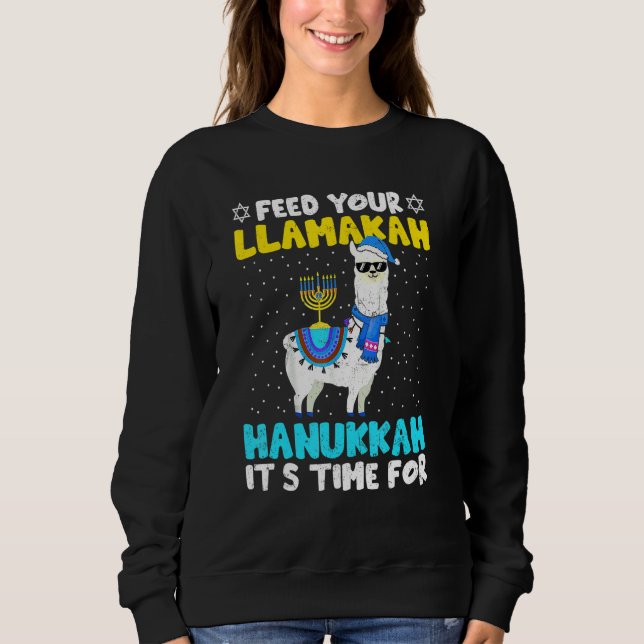 Moletom Llama Hanukkah Costume Alpaca Chanukah Feed Your L (Frente)
