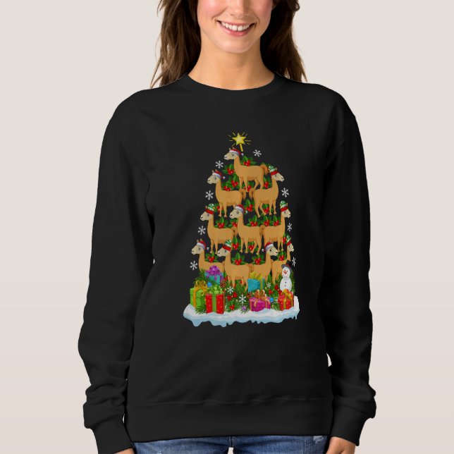 Moletom Llama  Xmas Holiday  Llama Christmas Tree (Frente)