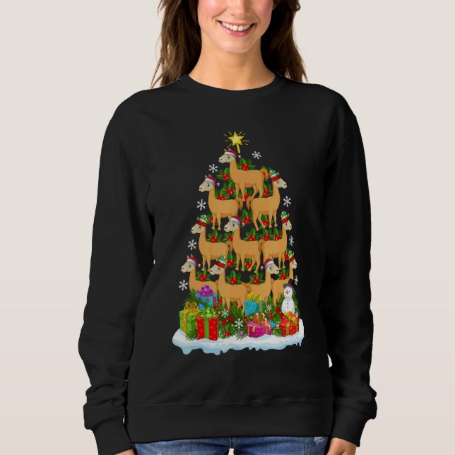 Moletom Llama   Xmas Holiday   Llama Christmas Tree (Frente)