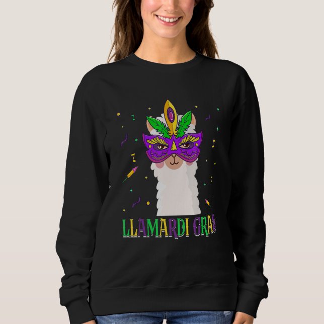 Moletom Llamardi Gras Nola Mardi Gras Mask Llama Alpaca (Frente)