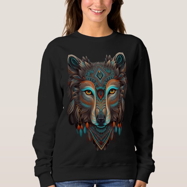 Moletom Lobo Azteca Mexicano Tradicional Antigo Azteca Méx (Frente)