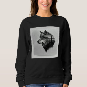 Moletom Lobo Cinza Pintura de Manchas Guerreiro Animal Sel