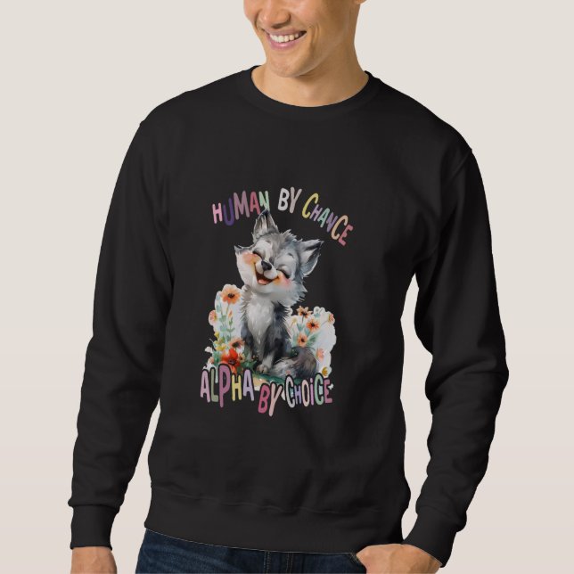 Moletom lobo com flores lobos giros lua alfa por (Frente)