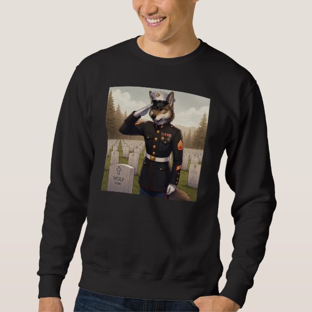 Moletom Lobo do Corpo de Fuzileiros Navais Saudando  (Frente)