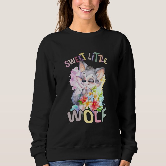 Moletom lobo-doce com lobos-giros-flores (Frente)