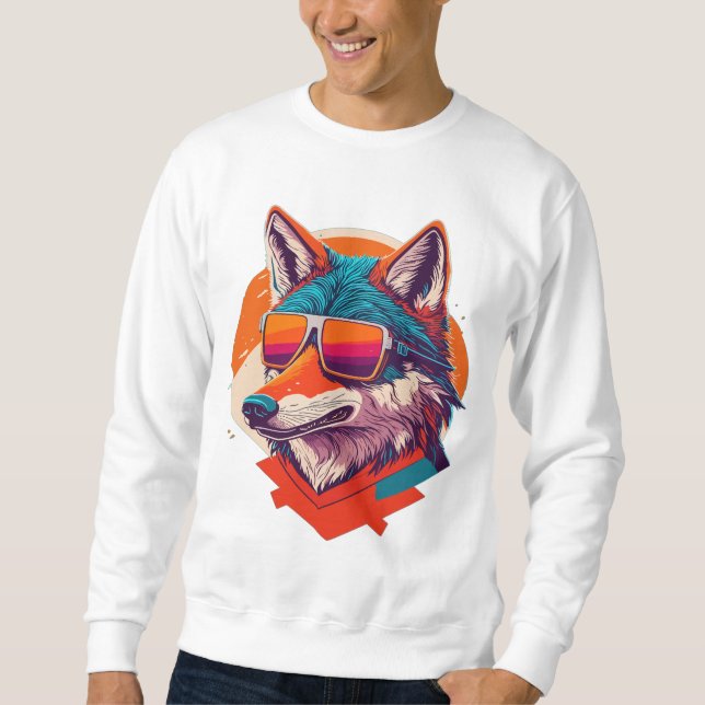 MOLETOM LOBO FOFO USANDO ÓCULOS DE SOL. (Frente)
