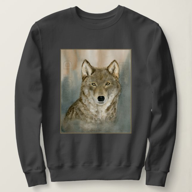 Moletom Lobo na Névoa Aquarela (Frente do Design)