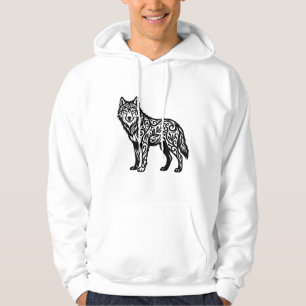 Moletom Lobo Tribal Ornamental com Redemoinhos Decorativos