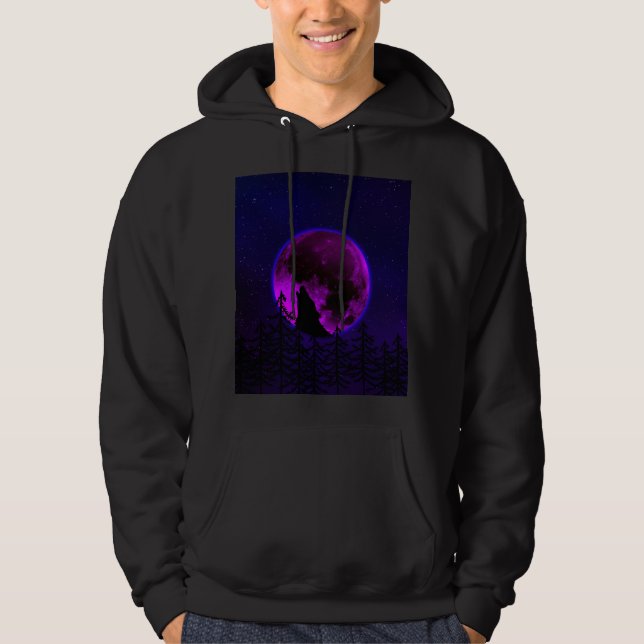 MOLETOM LOBO UIVANDO LUA MAGENTA   (Frente)