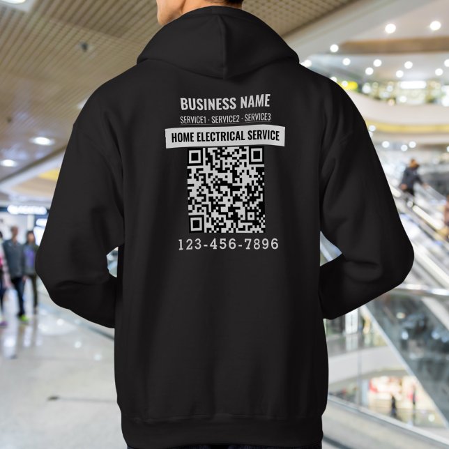 Moletom Logotipo de empresa personalizado Código QR Estrut (Personalized Business Logo QR code Work Outfit Hoodie)