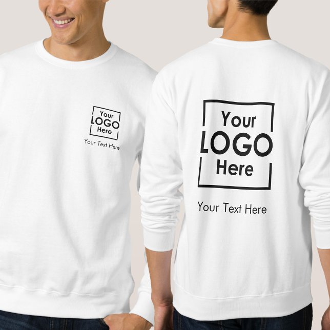Moletom Logotipo de empresa personalizado simples Texto fr (Simple Personalized Business Logo Text Front Back Sweatshirt)