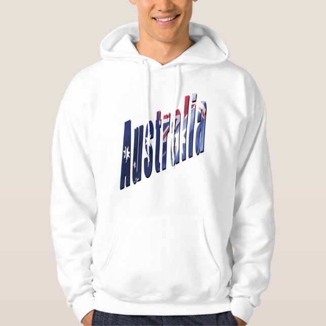Moletom Logotipo Dimensional Aussie, Mens White Hoodie (Frente)