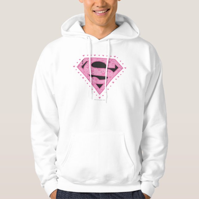 Moletom Logotipo Distante da Supergirl Preto e Rosa (Frente)