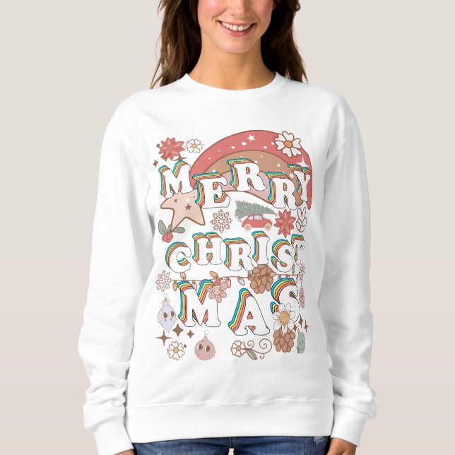 Moletom Logotipo do Merry Christmas retro groovy (Frente)